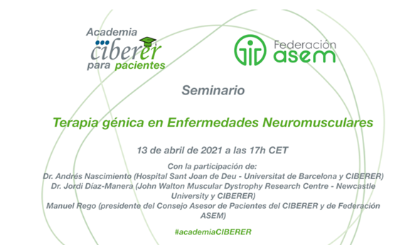 La ‘Academia CIBERER para Pacientes’ organiza un Seminario sobre Terapia Génica en Enfermedades Neuromusculares