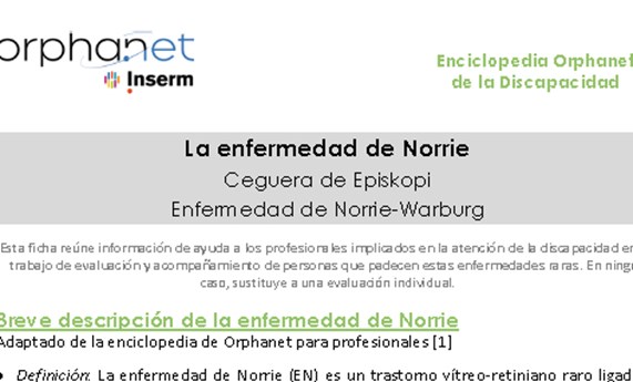 Disponibles las fichas de discapacidad de Norrie, MCAD, Stickler, Pendred y Lesch-Nyhan Disponibles las fichas de discapacidad de Norrie, MCAD, Stickler, Pendred y Lesch-Nyhan