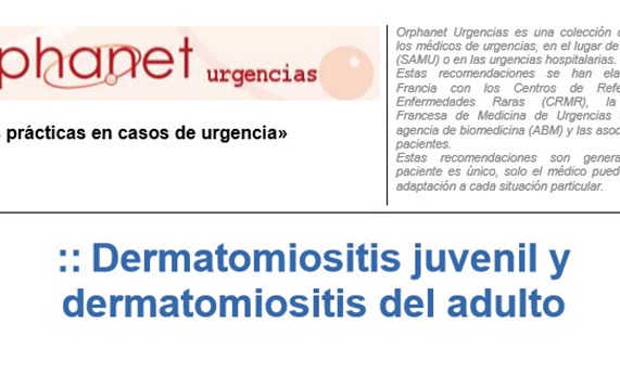 Orphanet publica una guía para la atención en urgencias de la dermatomiositis