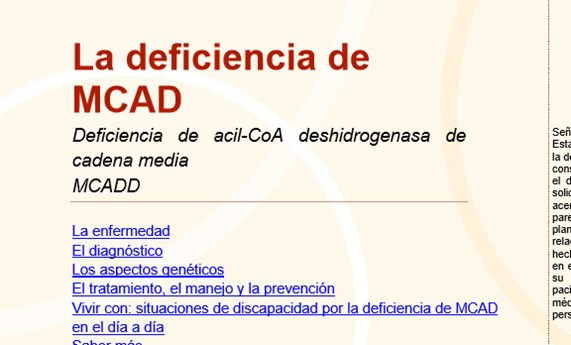 Orphanet publica una nueva guía para pacientes sobre la deficiencia de MCAD