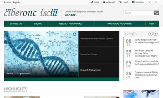 Disponible la versión en inglés de la web del CIBERONC Disponible la versión en inglés de la web del CIBERONC